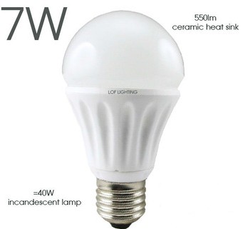 E27 7W ceramic 550lm LED bulb lights