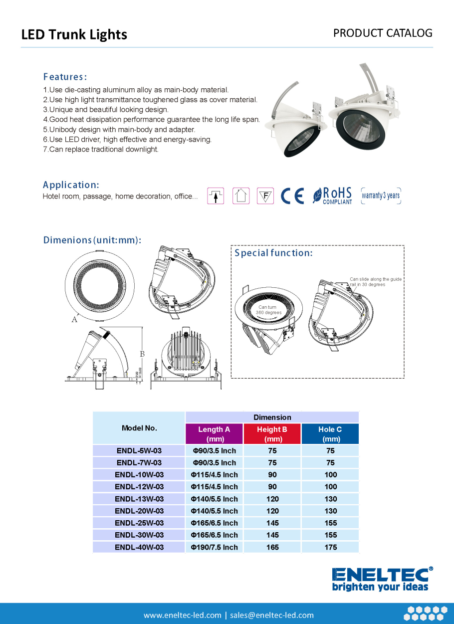 LED trunk lamp/LED wall wash downlight